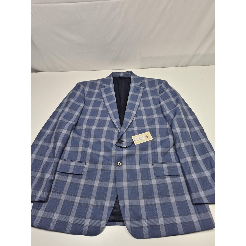 Galante Blazer Mens 48 Long Blue Wool Vitale Barberis Plaid Sport Coat Italy NWT